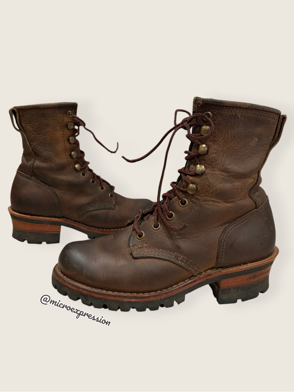 Frye Logger 8G Brown Leather Distressed LaceUp Lug Sole Work/Hiking Moto Bootie - Picture 14 of 14